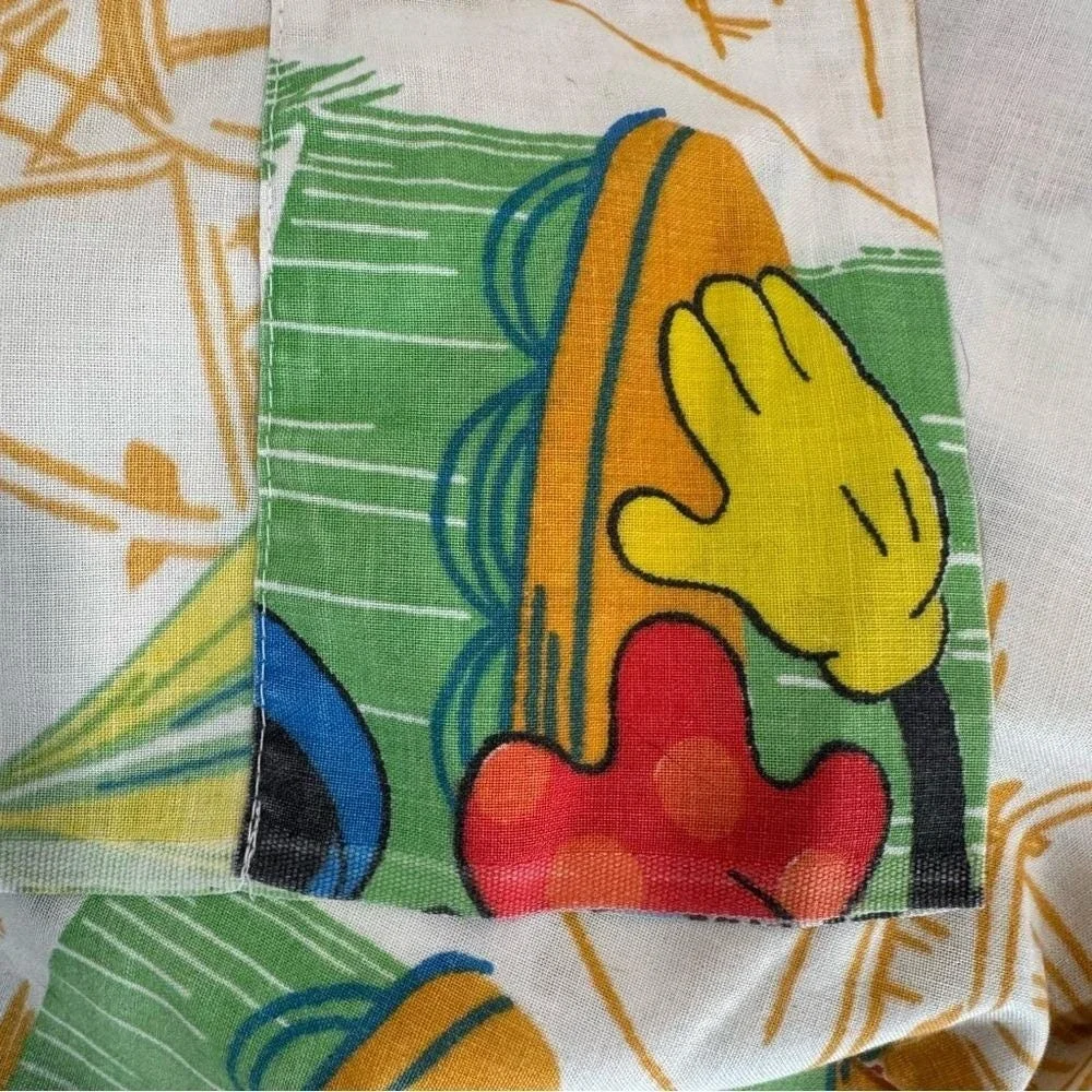 VTG 70s Sheet Mickey Mouse Flat Twin Disney Carnival Minnie Goofy Donald Cartoon